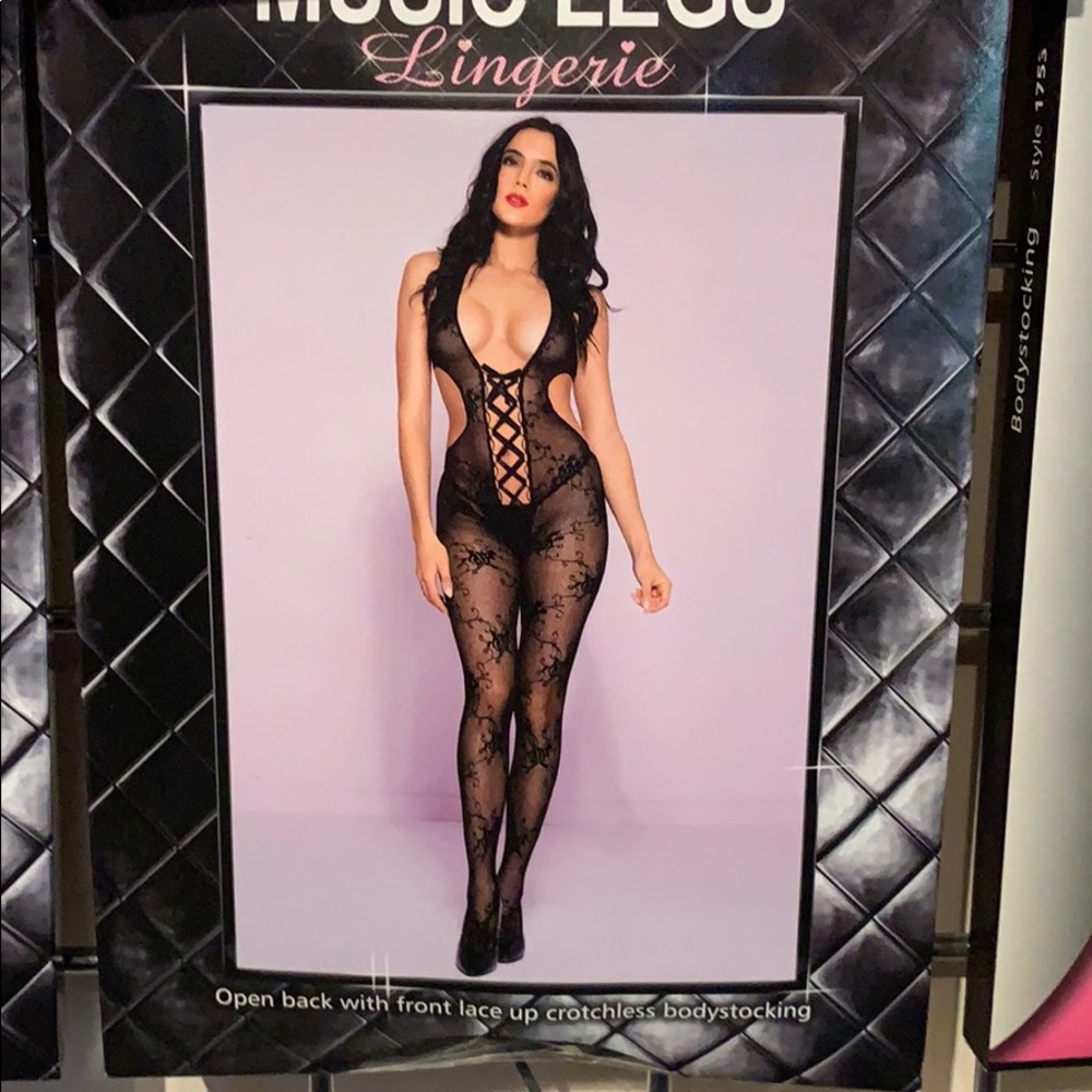 Lace cat suit with lace front tied